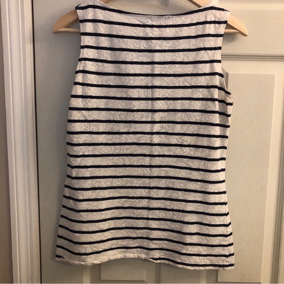 Limited VTG top white with stripes, lace printed CUTE! Emily in Paris Vibe - Picture 2 of 7